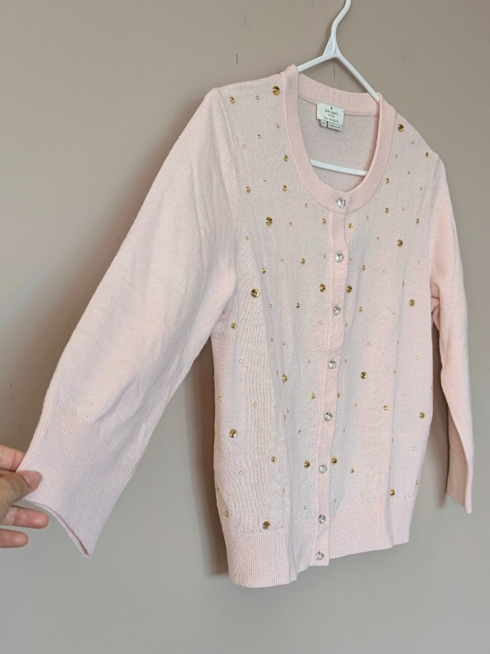 Kate Spade Cardigan | Soft Girl Feminine Coquette Rhinestone Embellished Sweater